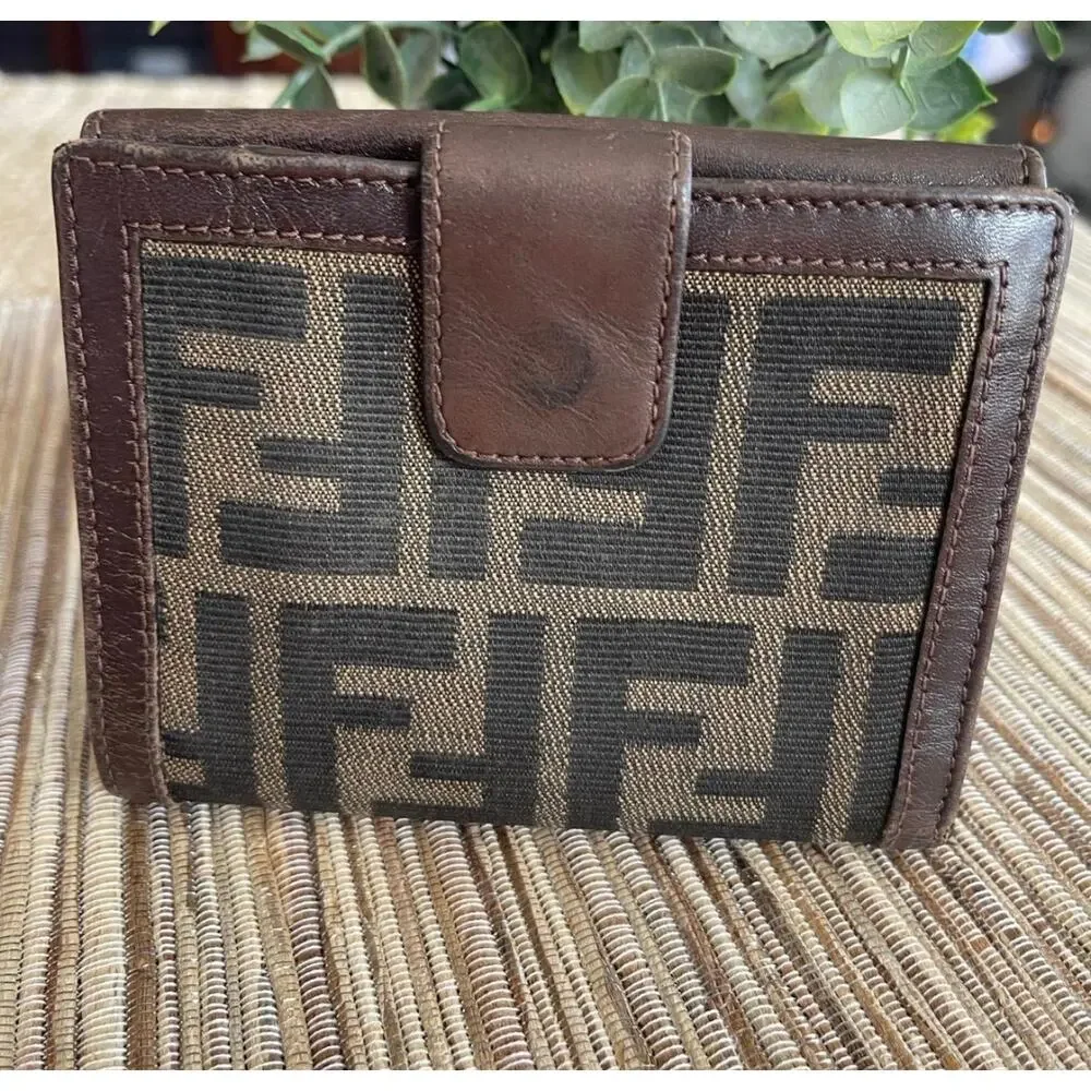 Fendi Zucca Print brown bifold wallet